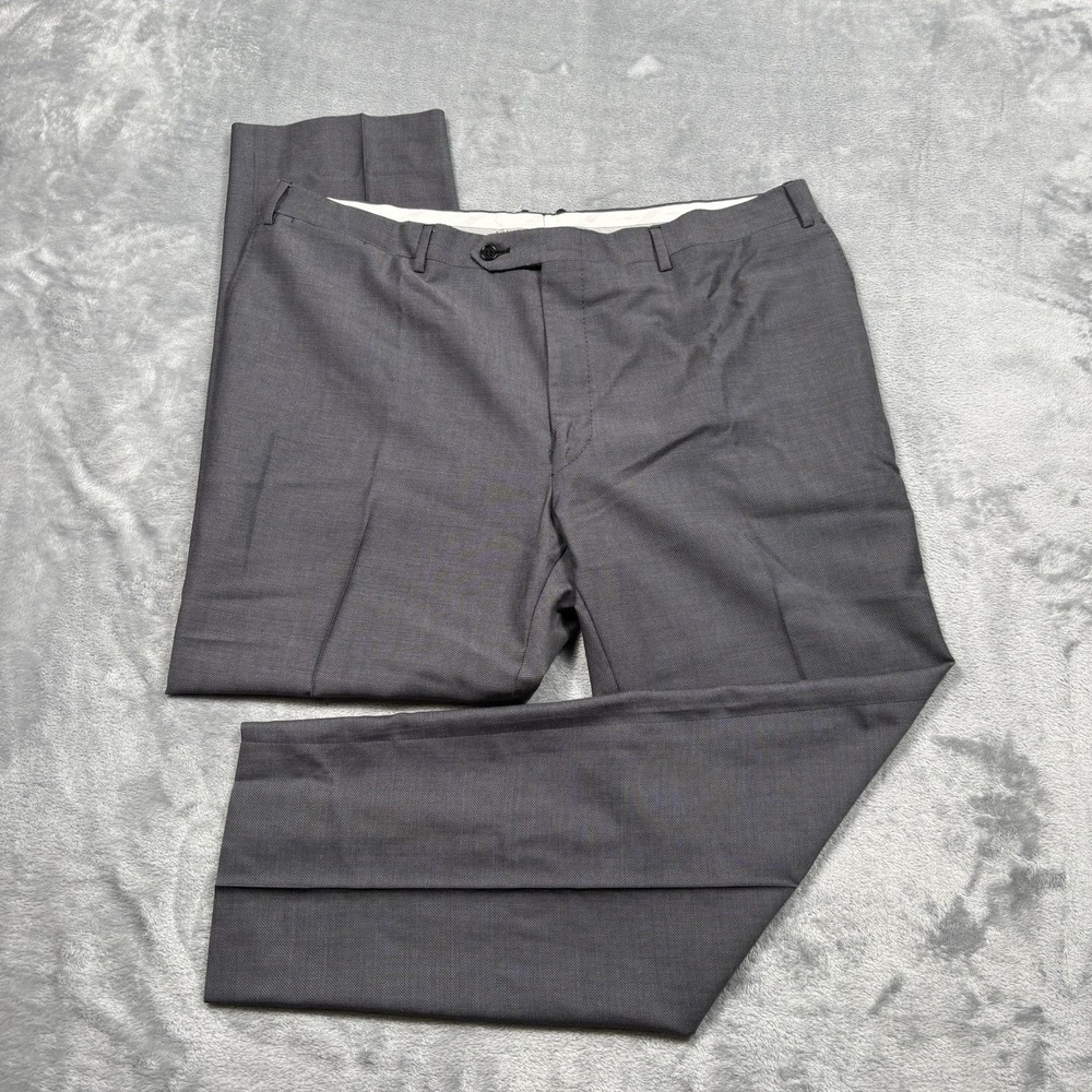 Canali Men's Dress Pants 38x27 Charcoal Gray Made in Italy Flat Front Italian